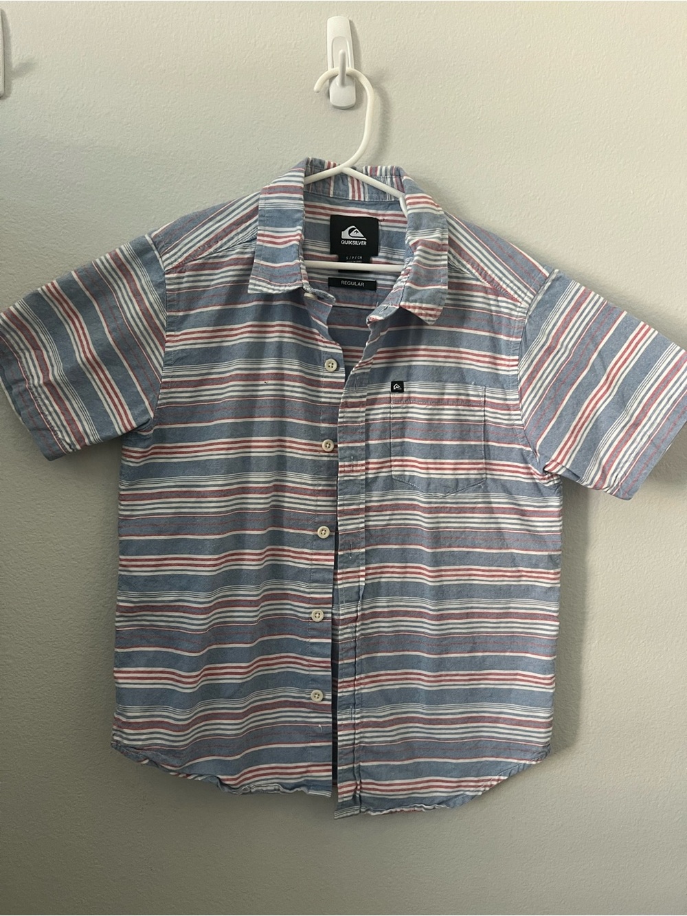 Quiksilver Boys' Blue, White & Red Striped Button-Down Shirt
